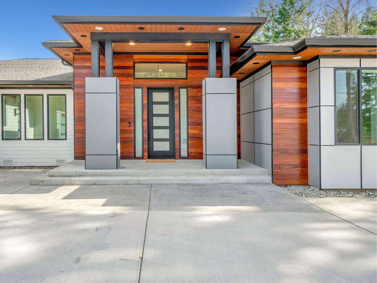 Modern house with timber and concrete facade